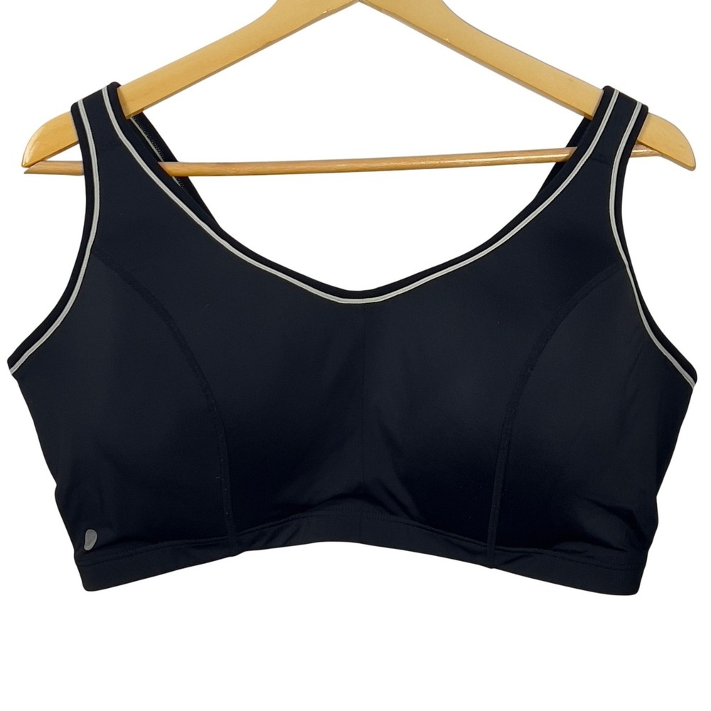 LIVIACTIVE Lane Bryant Black Full‎ Support Sports Bra Underwire Adjustable 46DDD
